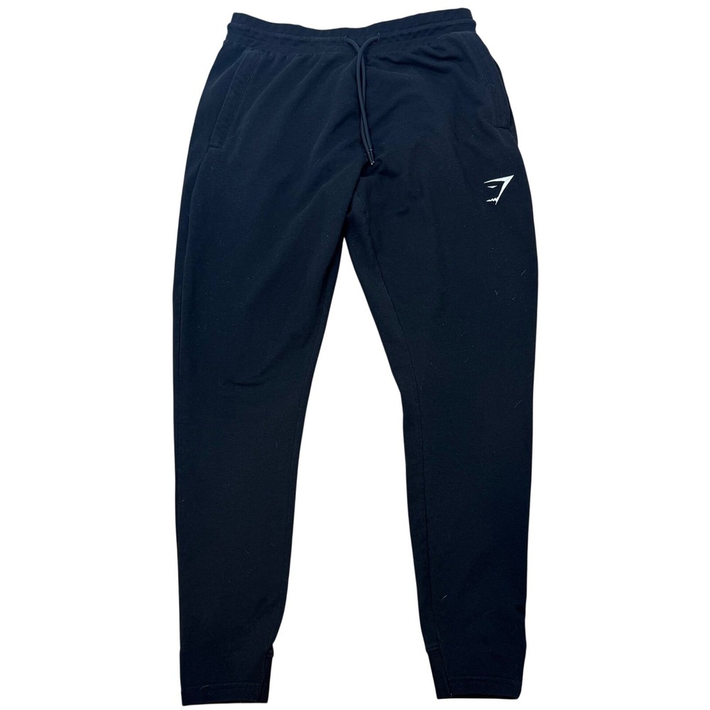 Men's Gymshark Joggers Black Tapered Fit Training Pants Size Smallβ Stretch